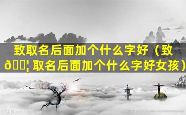 致取名后面加个什么字好（致 🐦 取名后面加个什么字好女孩）